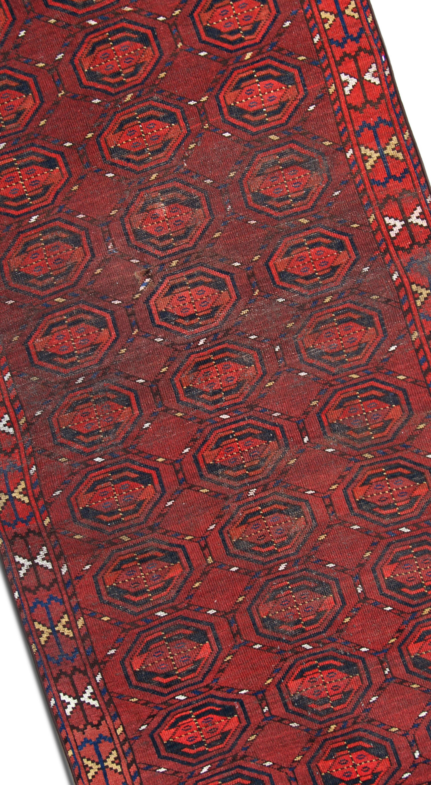 Red antique turkman carpet handwoven wool persian area rug- 110x204cm