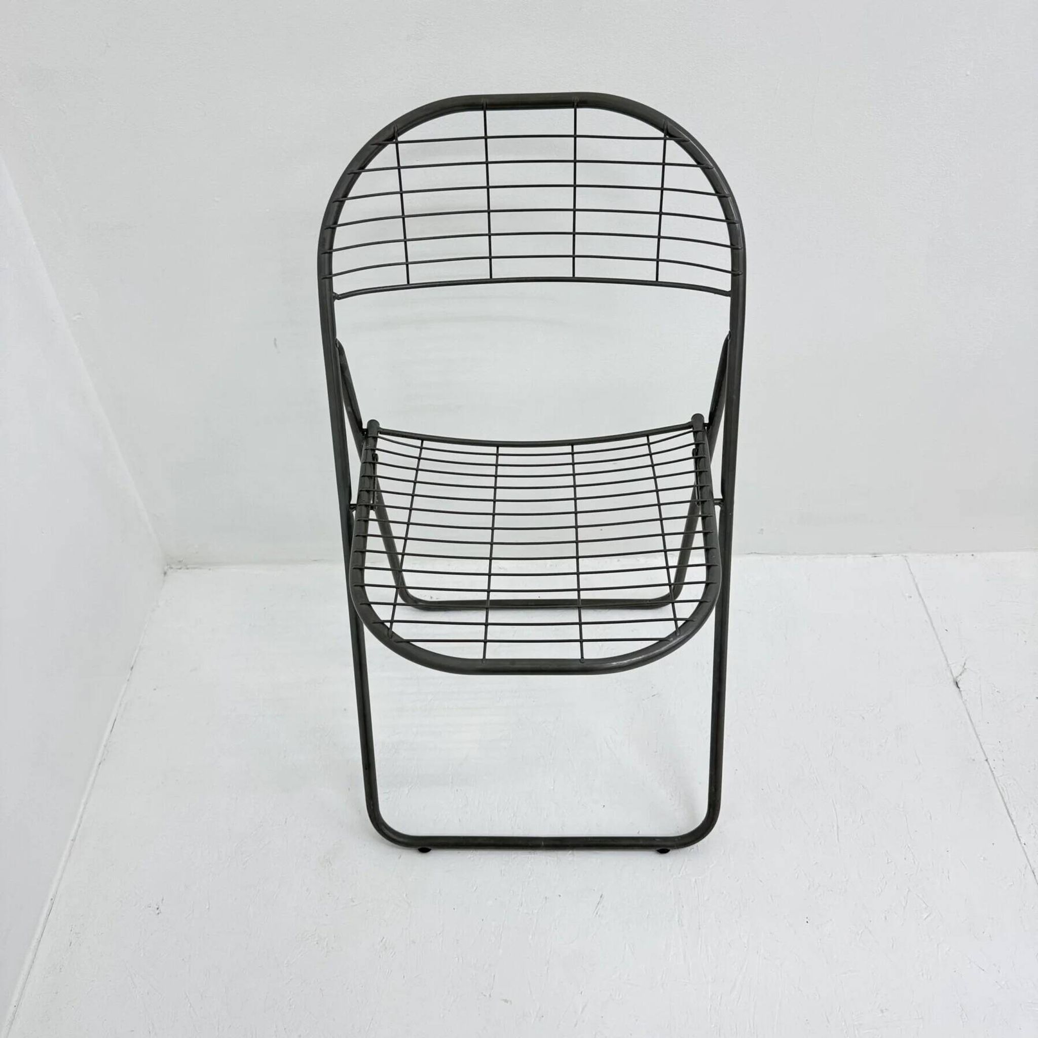 Niels Gammelgaard for Ikea grey wire metal folding chair, 1970s