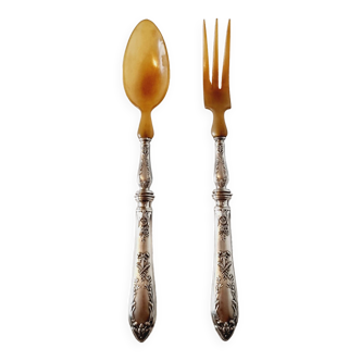 Antique Service Cutlery in 800 Silver and Art Nouveau Deer Antler Late 19th Century 1848-1798.