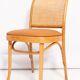 Thonet chair in rattan, camel faux leather and wood - 1960s