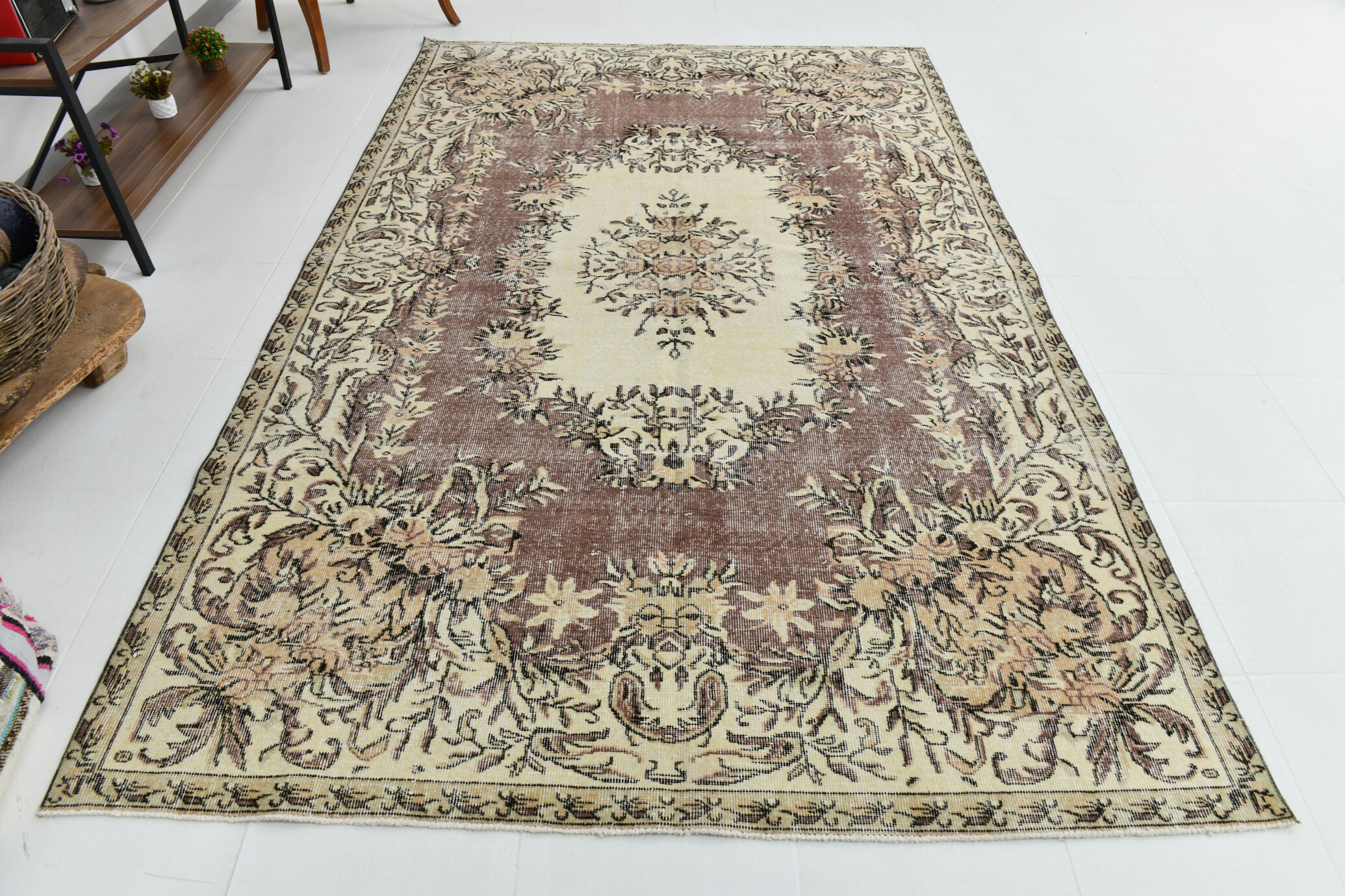 6x10 brown & beige classic antique rug, 192x299cm