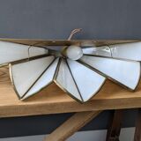 Pair of mother-of-pearl and brass fan wall lamps