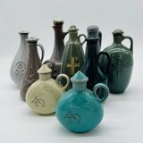 Set of nine modern sculptural ceramic vases from the mid-century, Bauhaus influence.