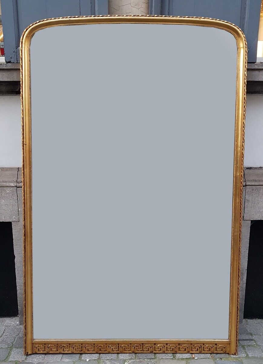 Miroir de cheminée doré, bois et verre, 19ème