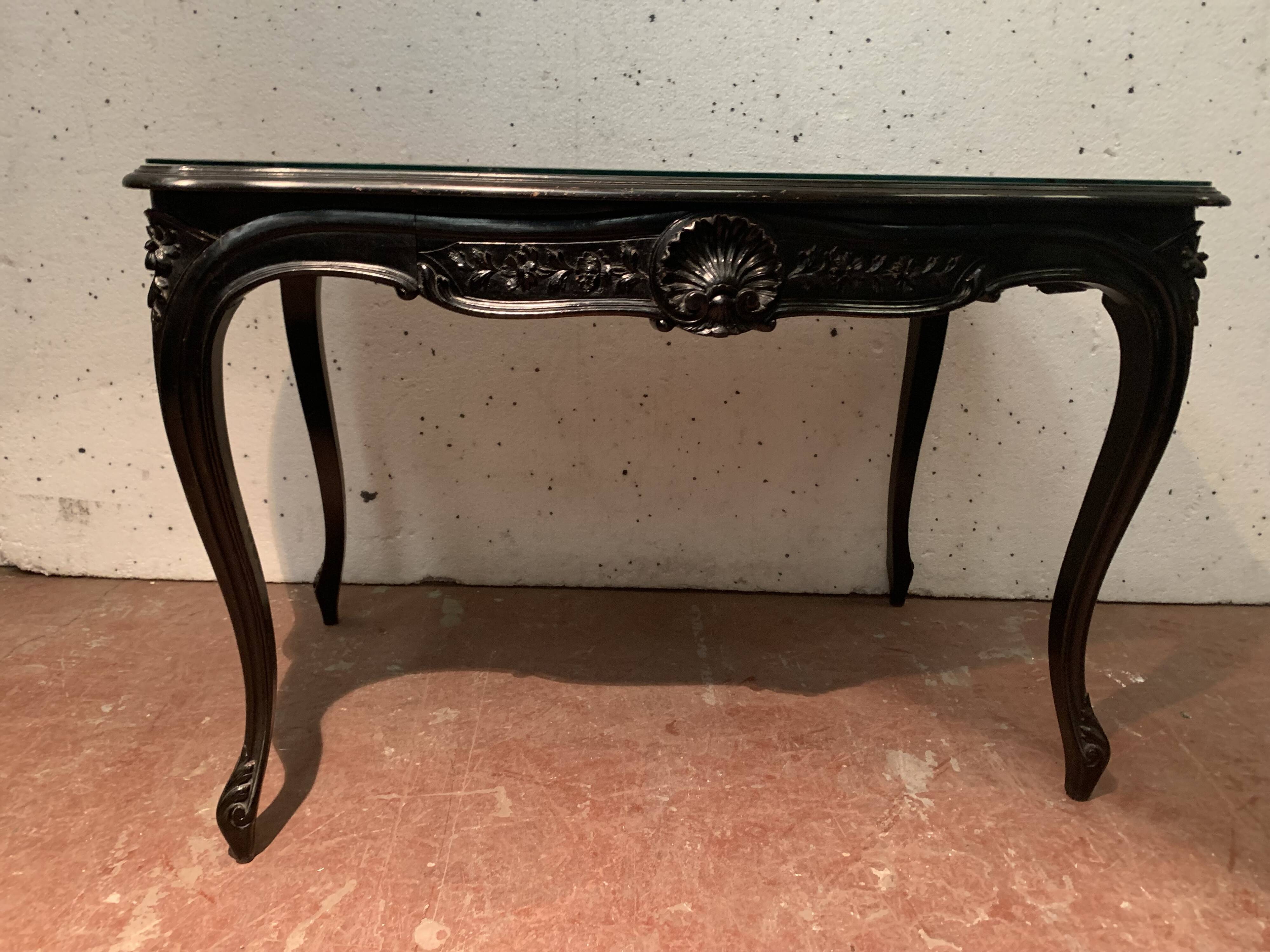 Louis XV style desk in black wood Napoleon III, XIX century