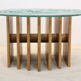 Table basse Heinz Lilienthal avec plateau en verre sculptural