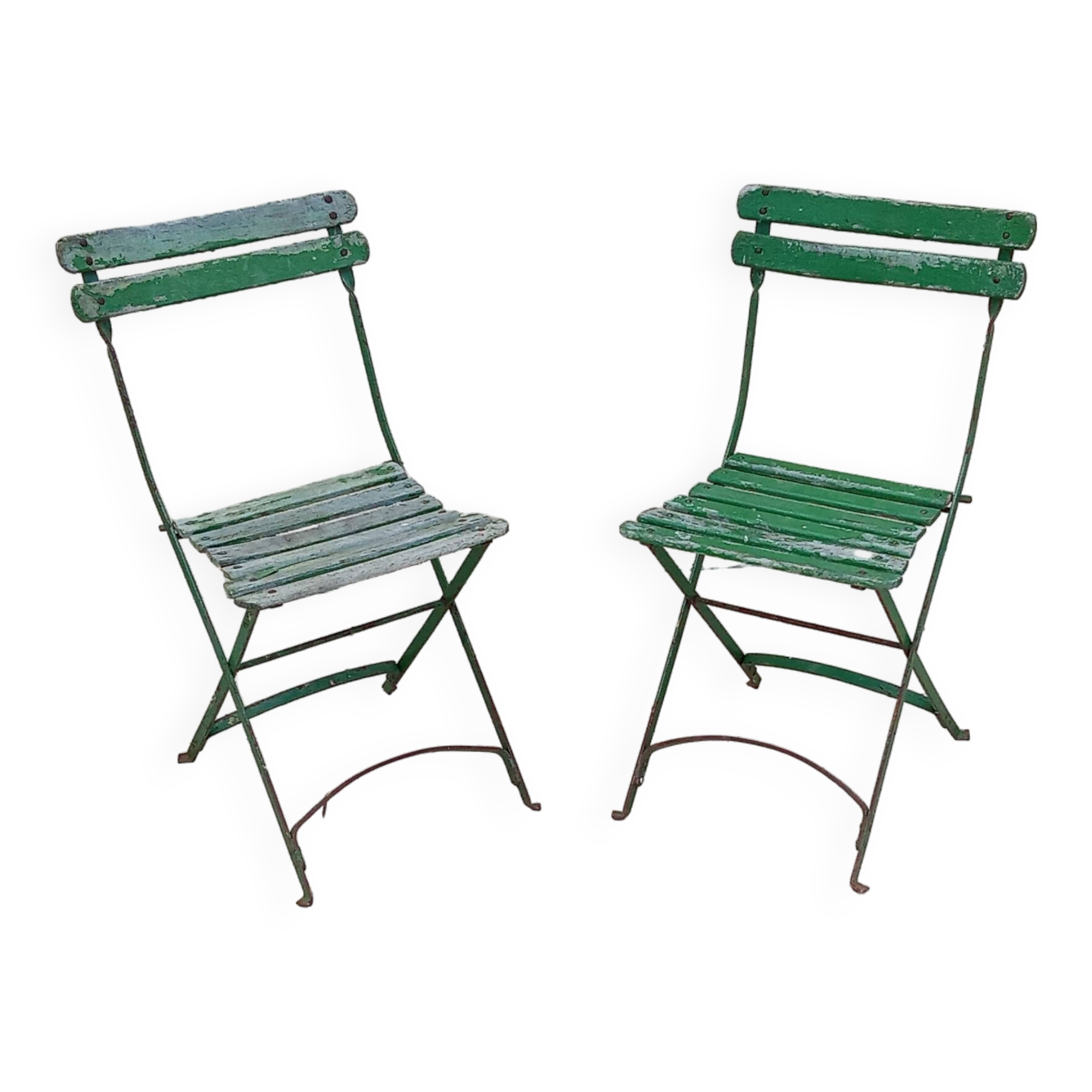 Paire de chaises de bistrot jardin pliable ancienne