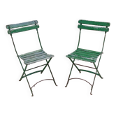 Pair of old folding garden bistro chairs