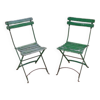 Paire de chaises de bistrot jardin pliable ancienne