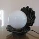 Black ceramic shell lamp and white opaline ball 1970