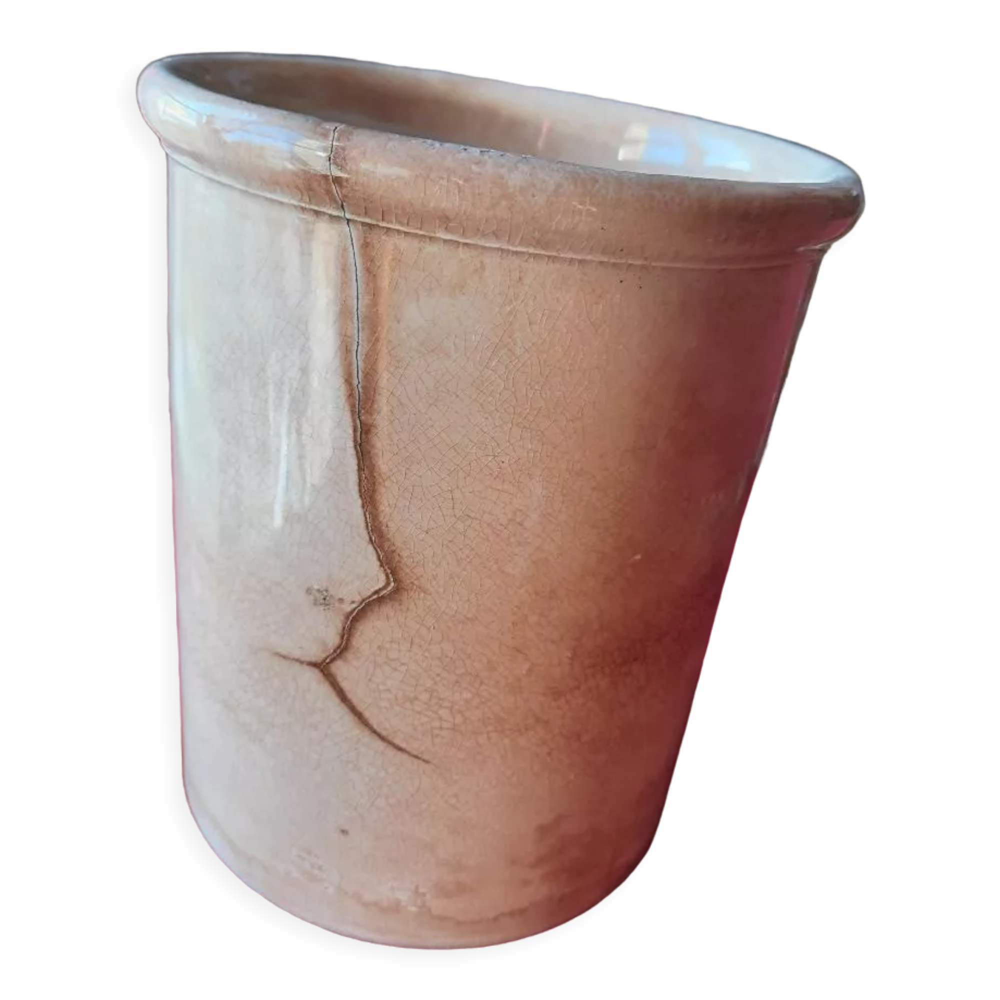 Ancien pot ceramique a confiture creil montereau