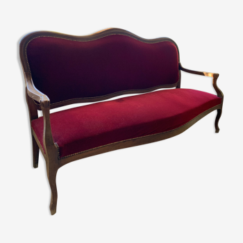 Red sofa bordeaux upholstered velvet