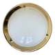 Vintage 80s round ceiling lamp brass & white glass