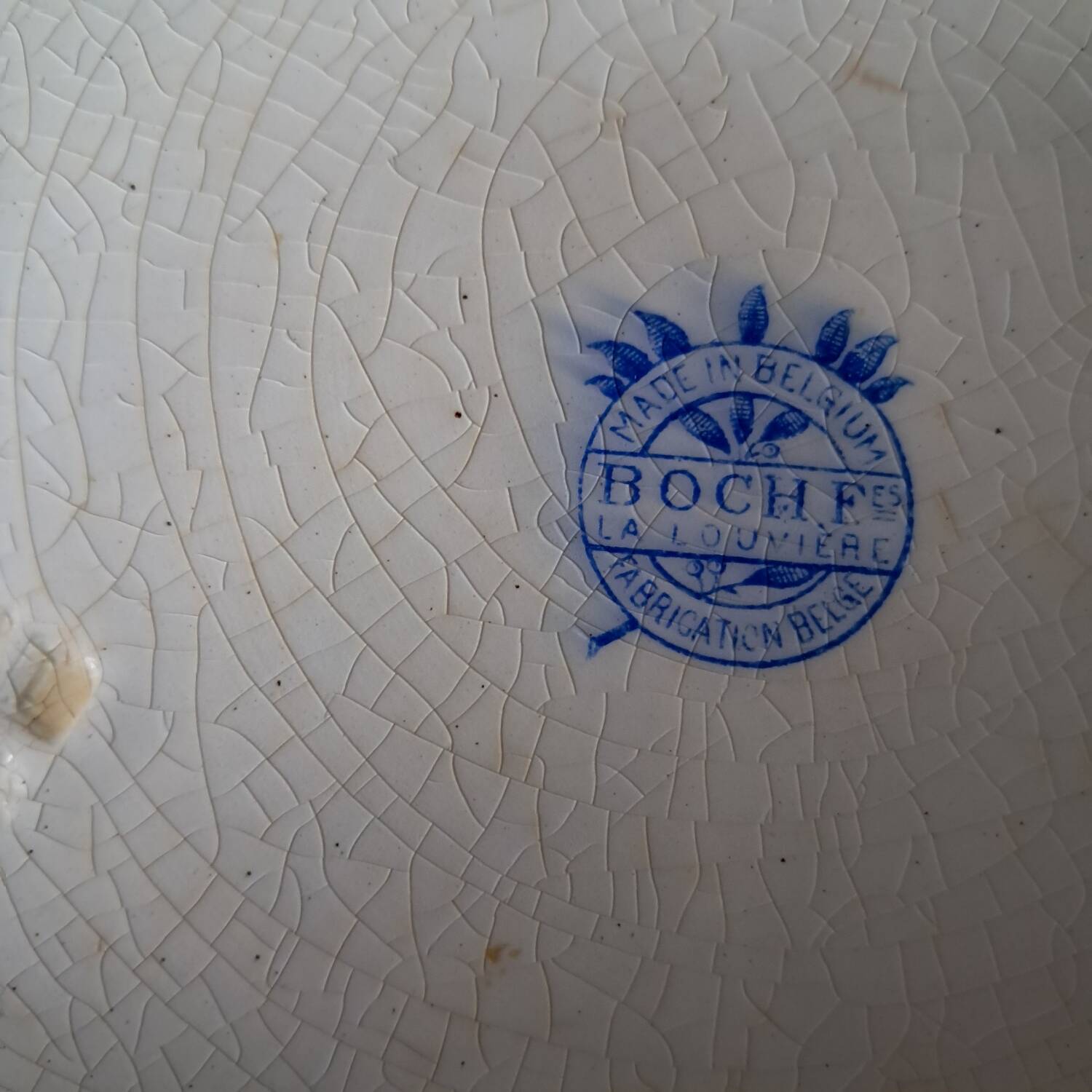 Round plate Boch Frères La Louvière. Belgium. Vintage.