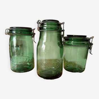 Set of 3 old Solidex jars from the 1930s