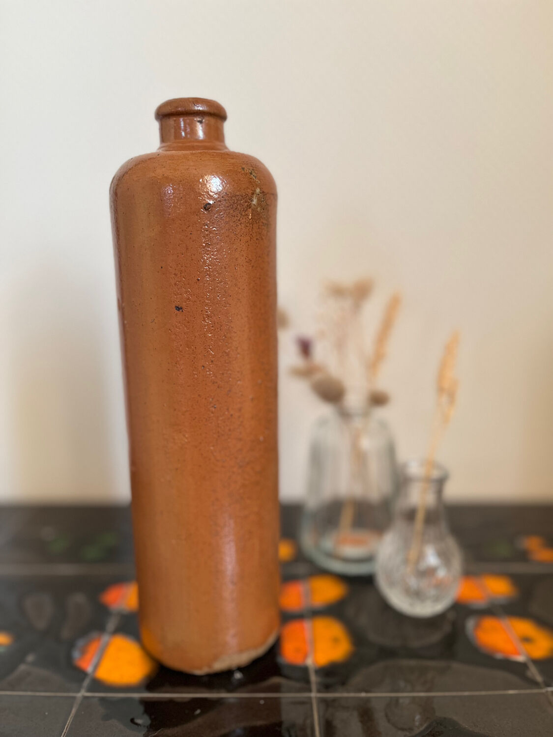 Vintage MKT ocher stoneware bottle