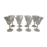 Eight Baccarat crystal wine glasses