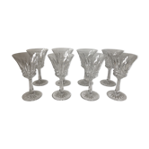 Eight Baccarat crystal wine glasses