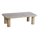 Travertine coffee table in the style of Angelo Mangiarotti, 1970.