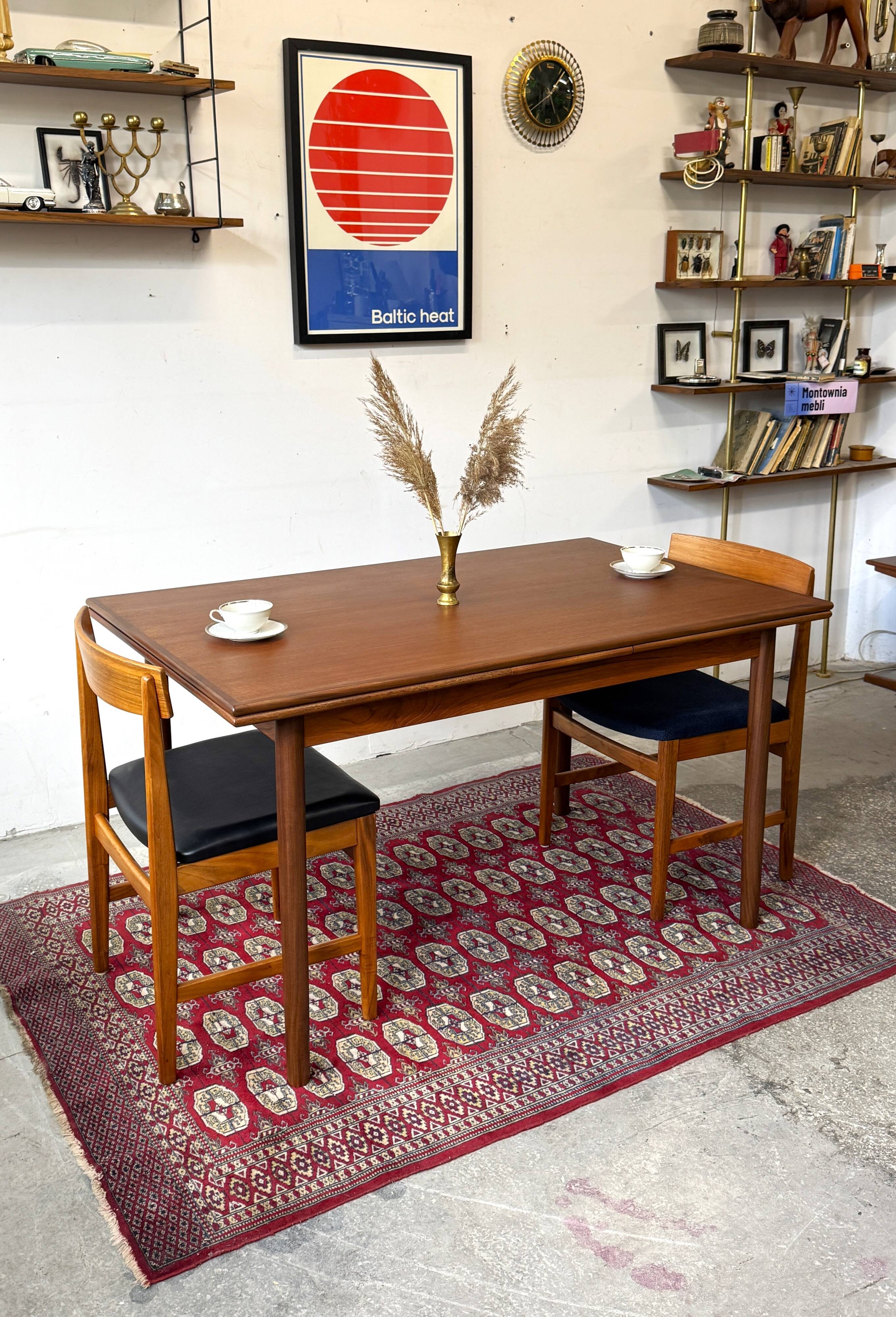 Table en teck extensible, Danemark 1960s/1970s, VNTG, Mid-C Modern