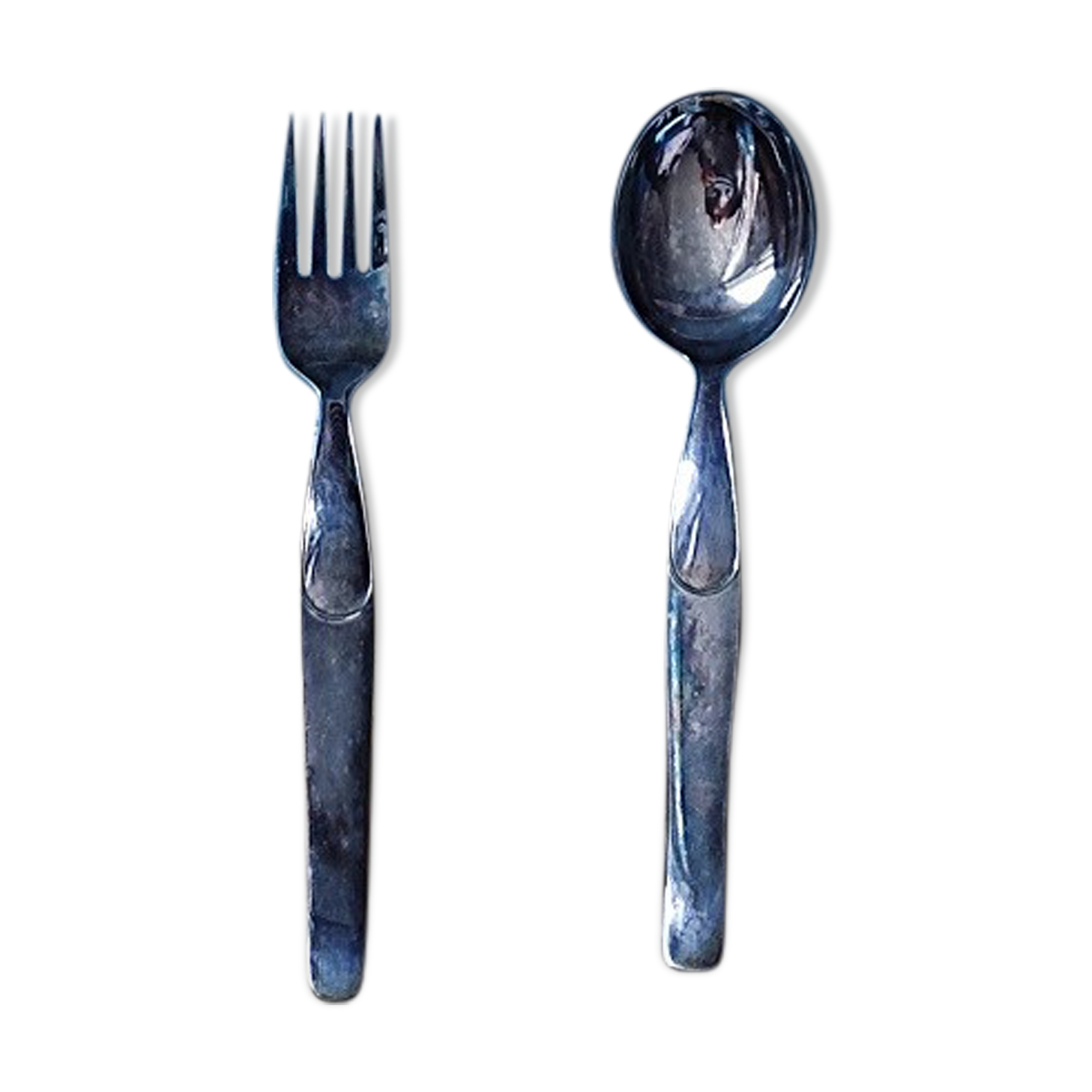 Cutlery baptism fork spoon silver metal box old box