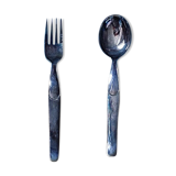 Cutlery baptism fork spoon silver metal box old box