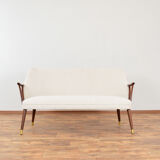 Mid-Century Norwegian Teak & Boucle Sofa, 1960s.
