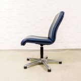 Sitag Ocean Blue Leather Executive Desk Chair. Switzerland, 1970s