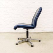 Sitag Ocean Blue Leather Executive Desk Chair. Switzerland, 1970s