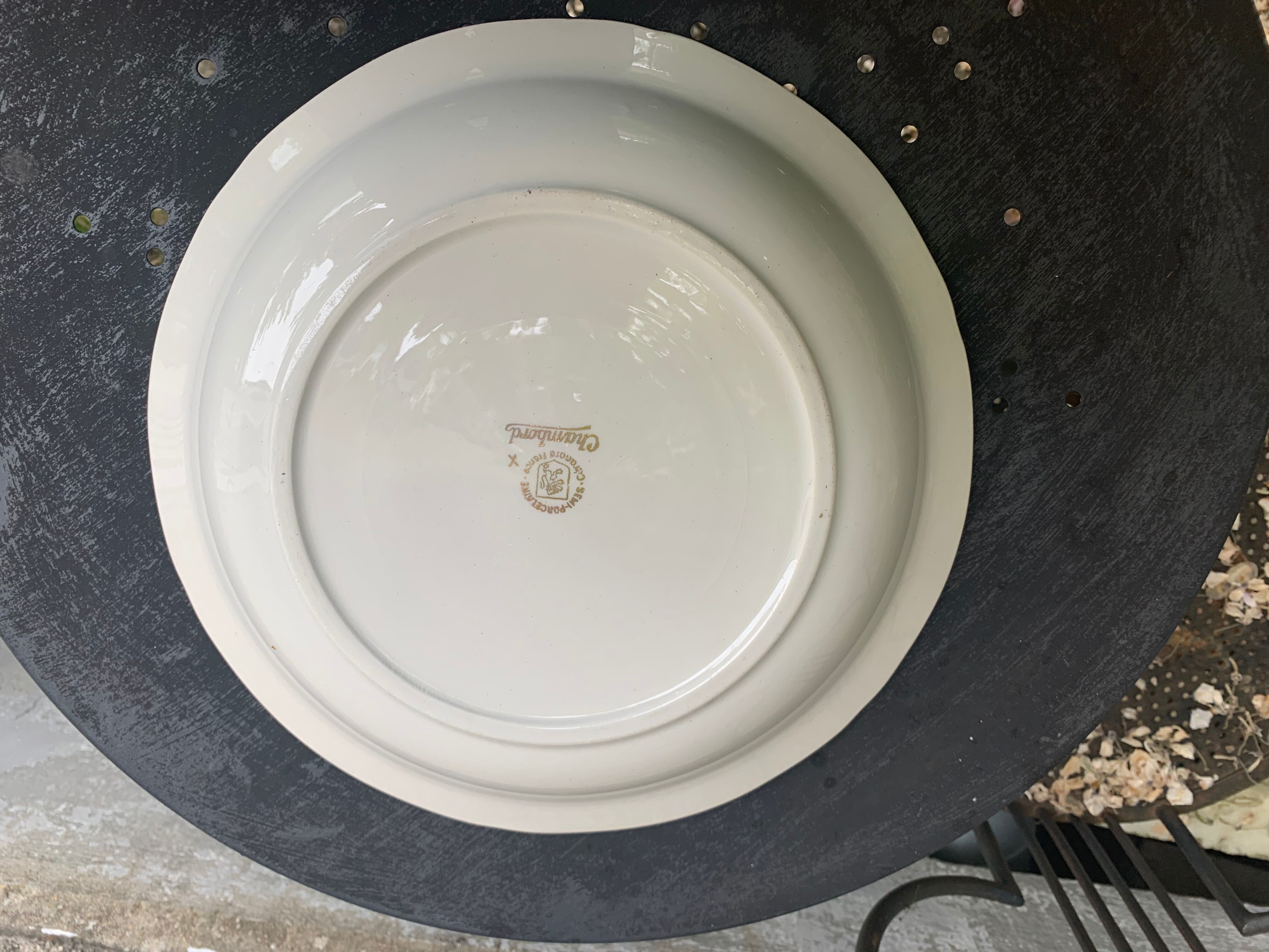 Hollow dish and saucière ceranord frsnce in semi white porcelain and vintage and collector's mint