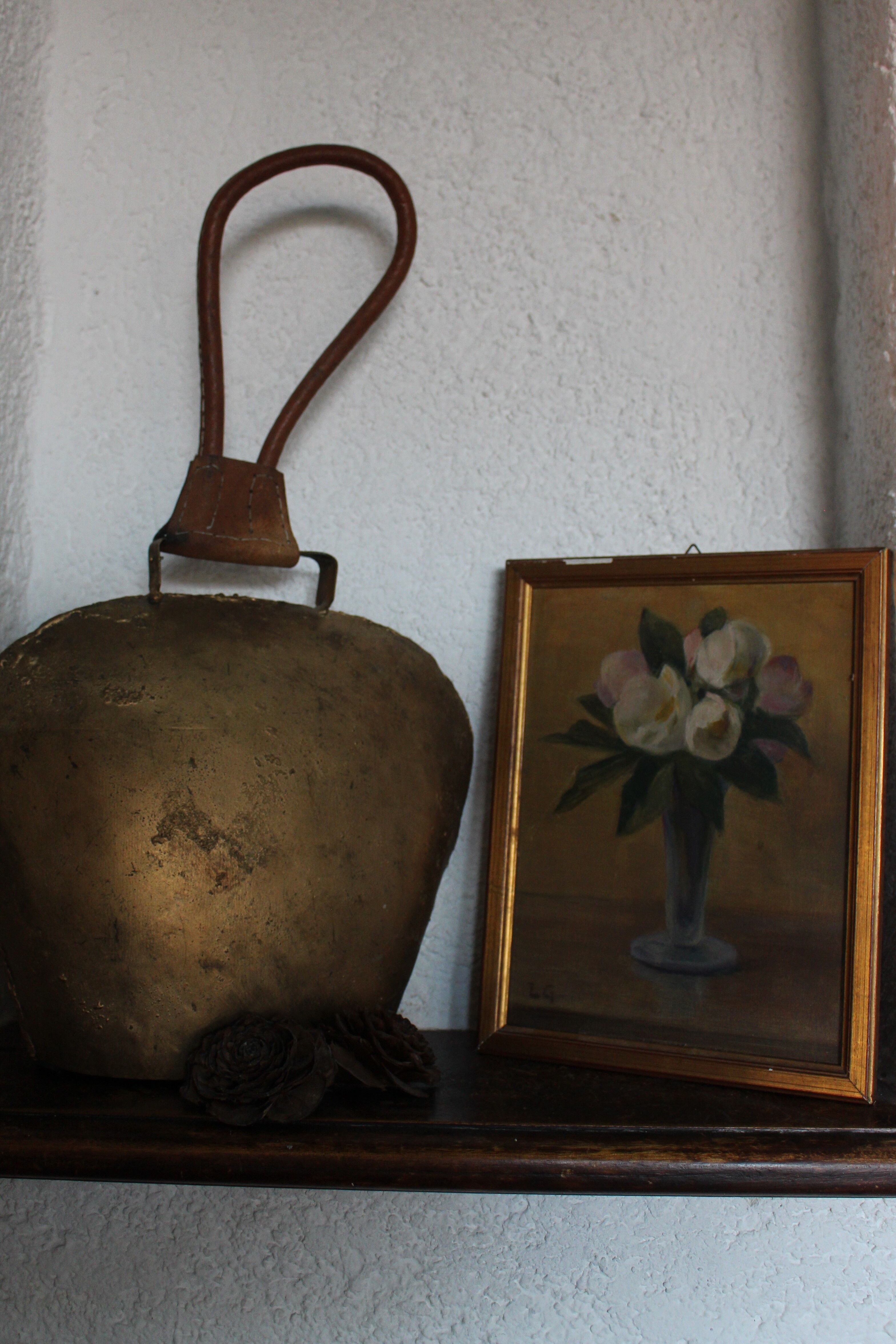 Huile sur bois "bouquet de fleurs"