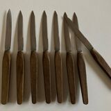 Set of 8 Scandinavian table knives 1960 wooden handle