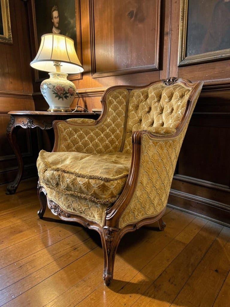 Fauteuil baroque vintage jaune doré / une place / canapé