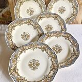 6 dessert plates dessert Gien the children at the press Dionysos 1938/1960