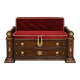 Bank-safe / medieval style bench – wood, red velvet and ornamentation