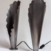 Pair of brushed steel lamps⎮60s, 70s