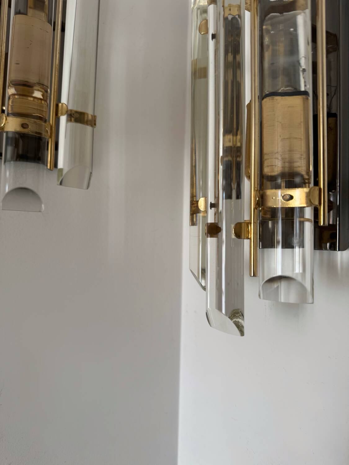 Crystal baguette wall lights from the 80s