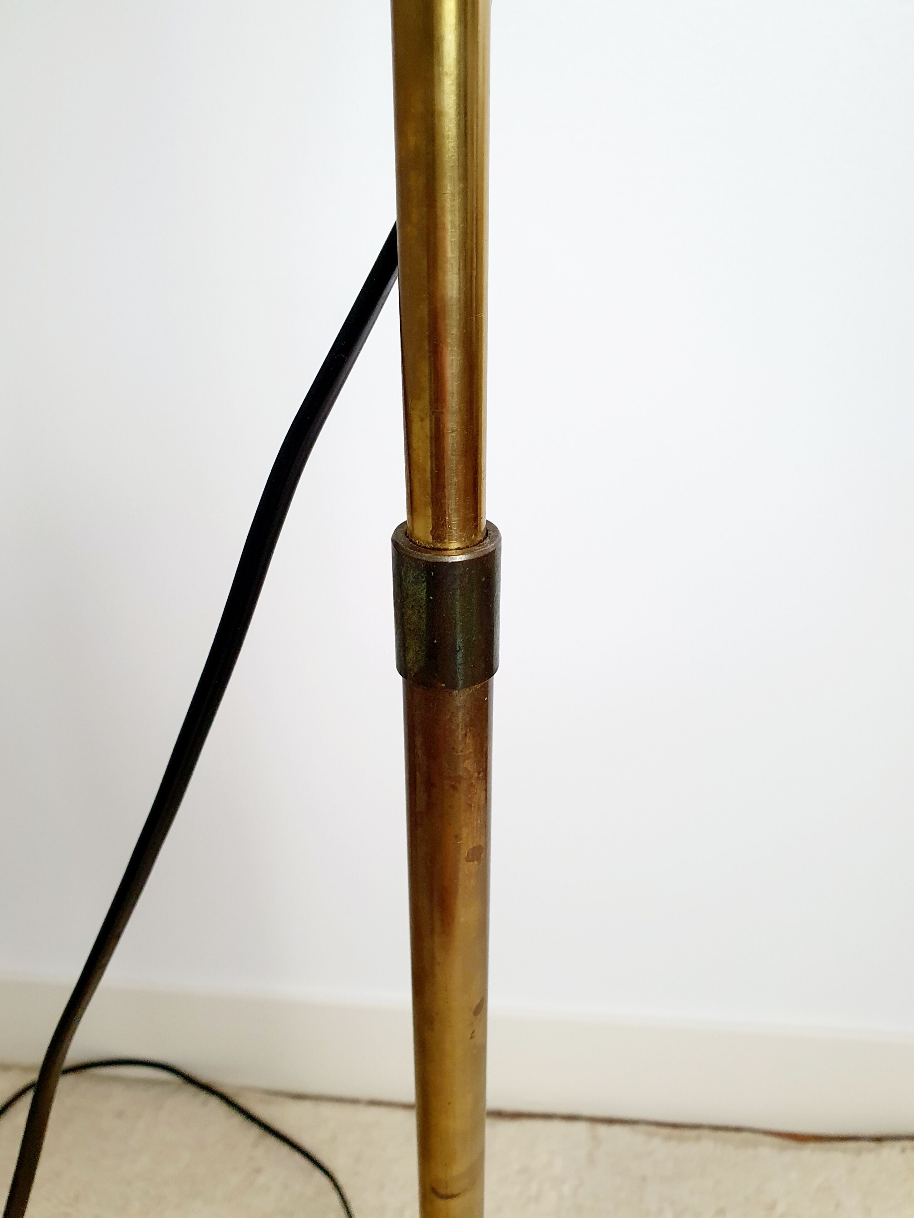 Scandinavian floor lamp gilded and black, 1970