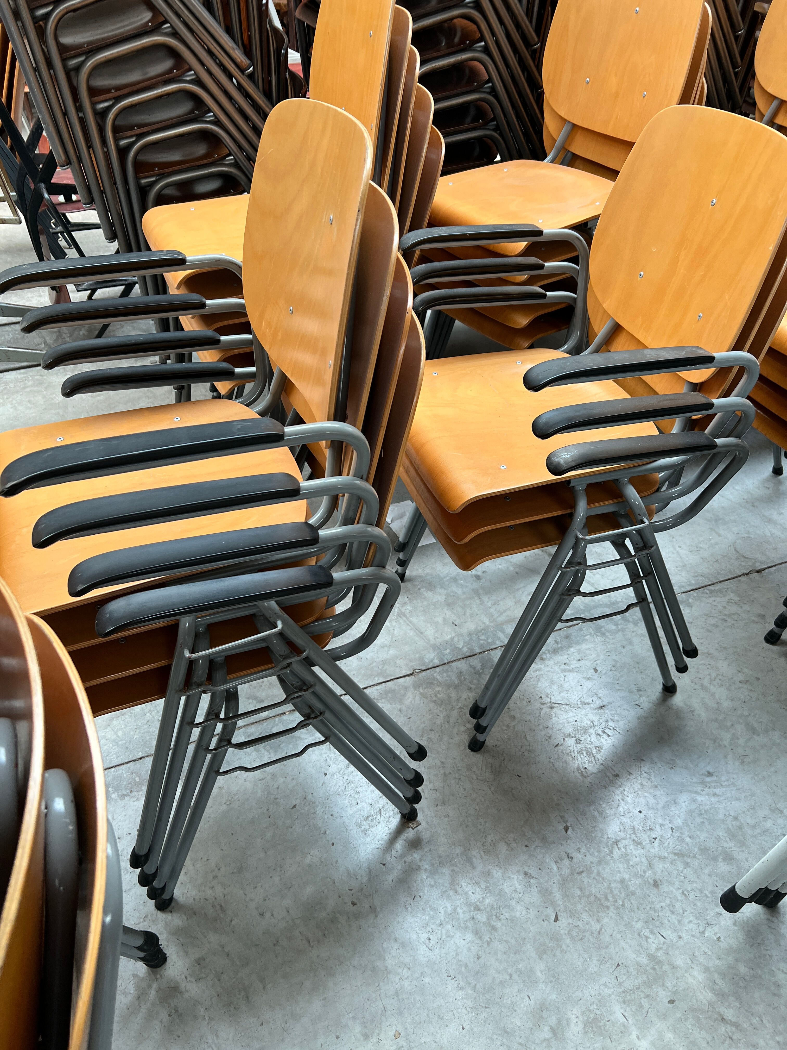 Set of 40 school chairs with armrests, 70s, Netherlands