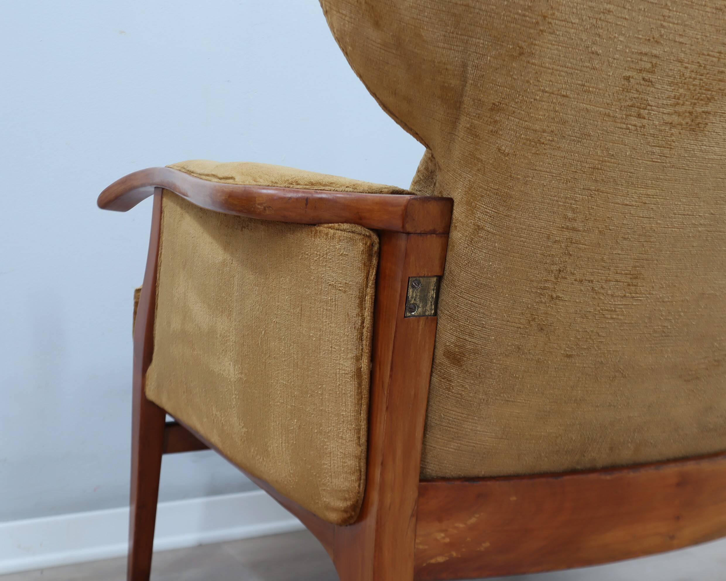 1950s Camea Italian reclining armchairs dralon velvet, set of 2