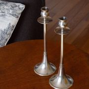 Duo of silver-plated brass candlesticks, 1950s/1960s