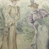 Lithographie du 19° "le moniteur de la mode"