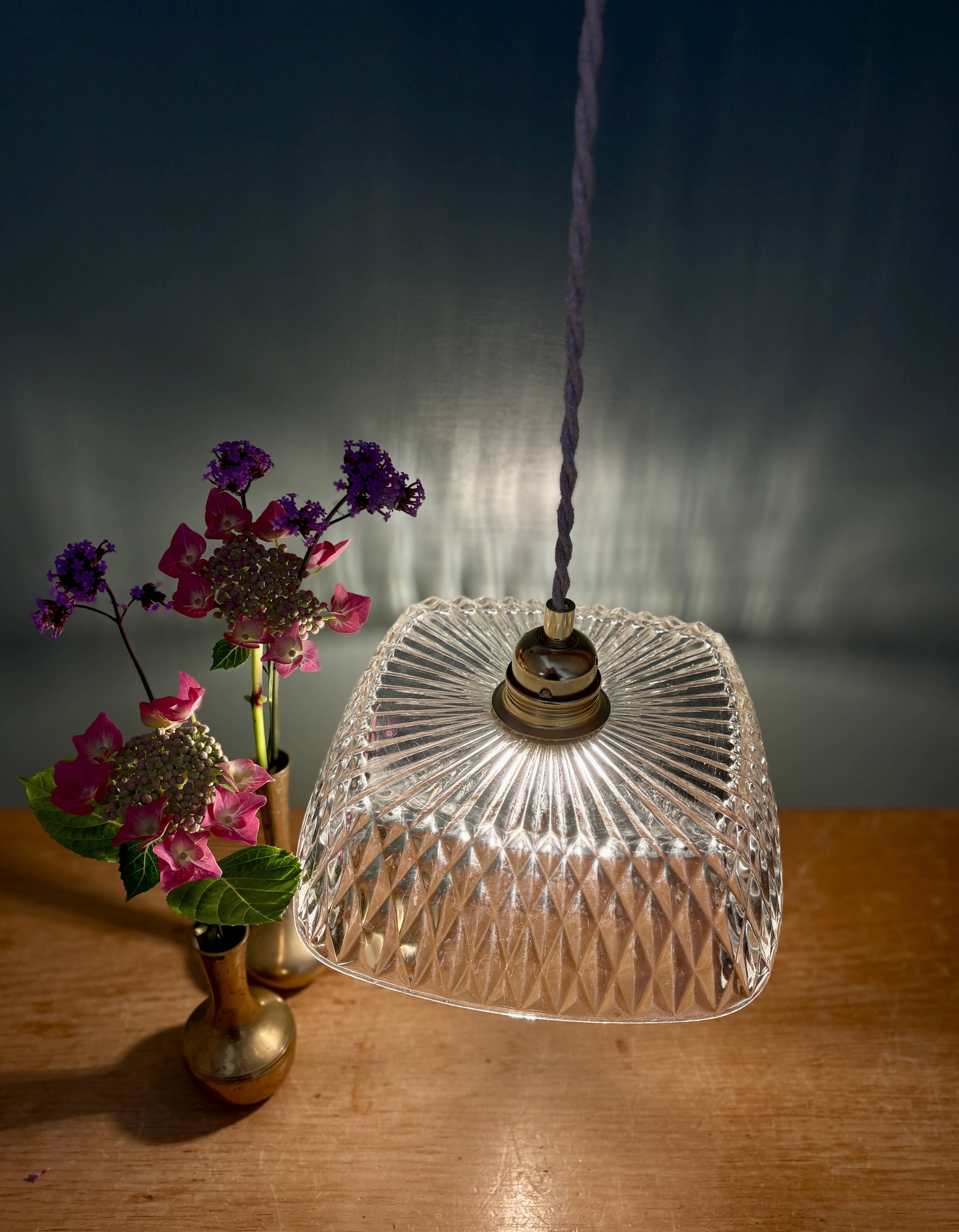 Vintage square glass pendant light - tableware collection -
