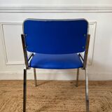 Metal and blue imitation leather chair 1970