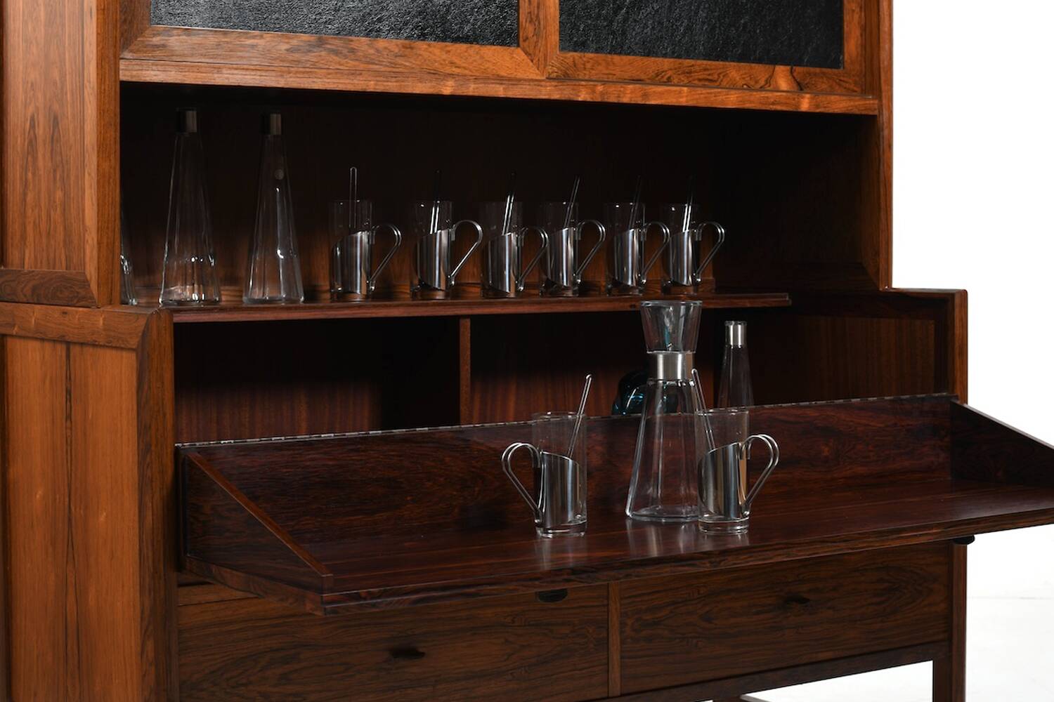 Rare Danish Bar Cabinet with Leather Parts 1960s