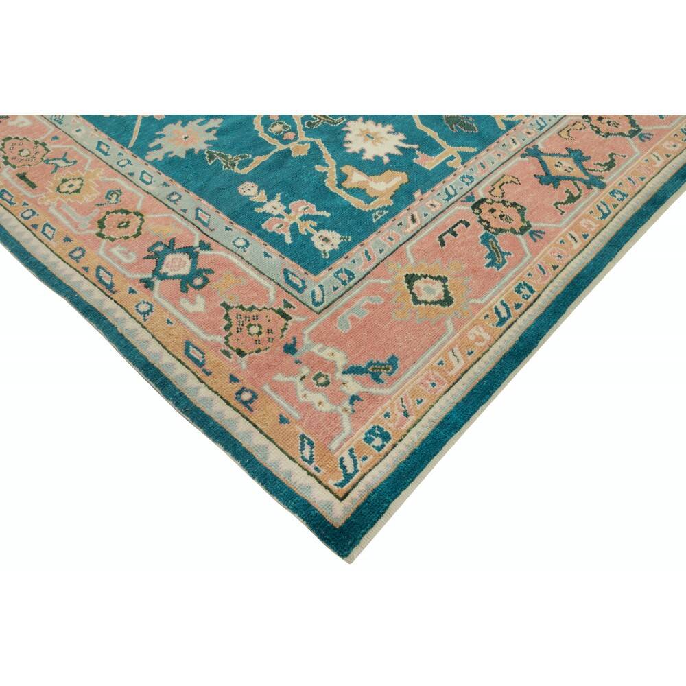 Hand Knotted Oushak Rug. Custom Size & Colors. Turkish Green Wool Area Rug. Antique 1900s Inspired Design. Made to Order