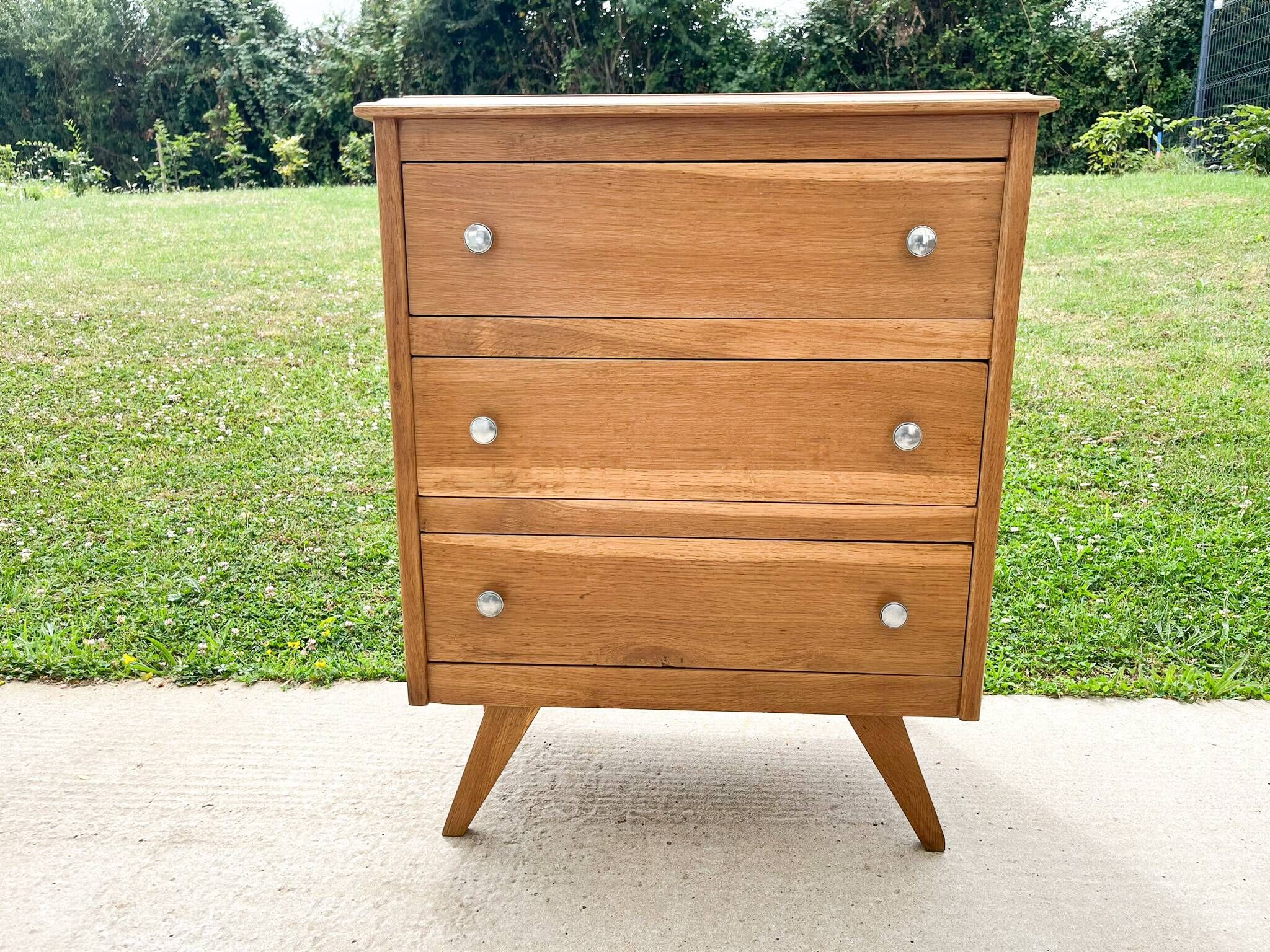Scandinavian style 3-drawer chest of drawers, compass feet, from the 50s/60s