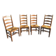 Dining Chairs, Rustic Oak Ladder Back, Set of 4, 1960s Belgium