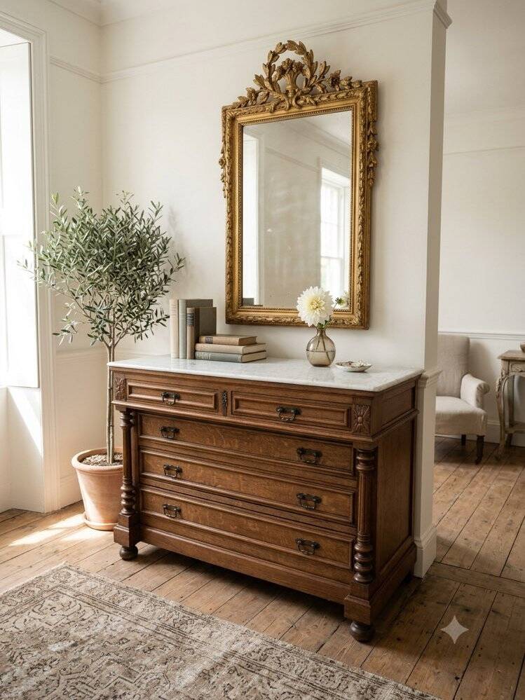 Commode with a white marble top