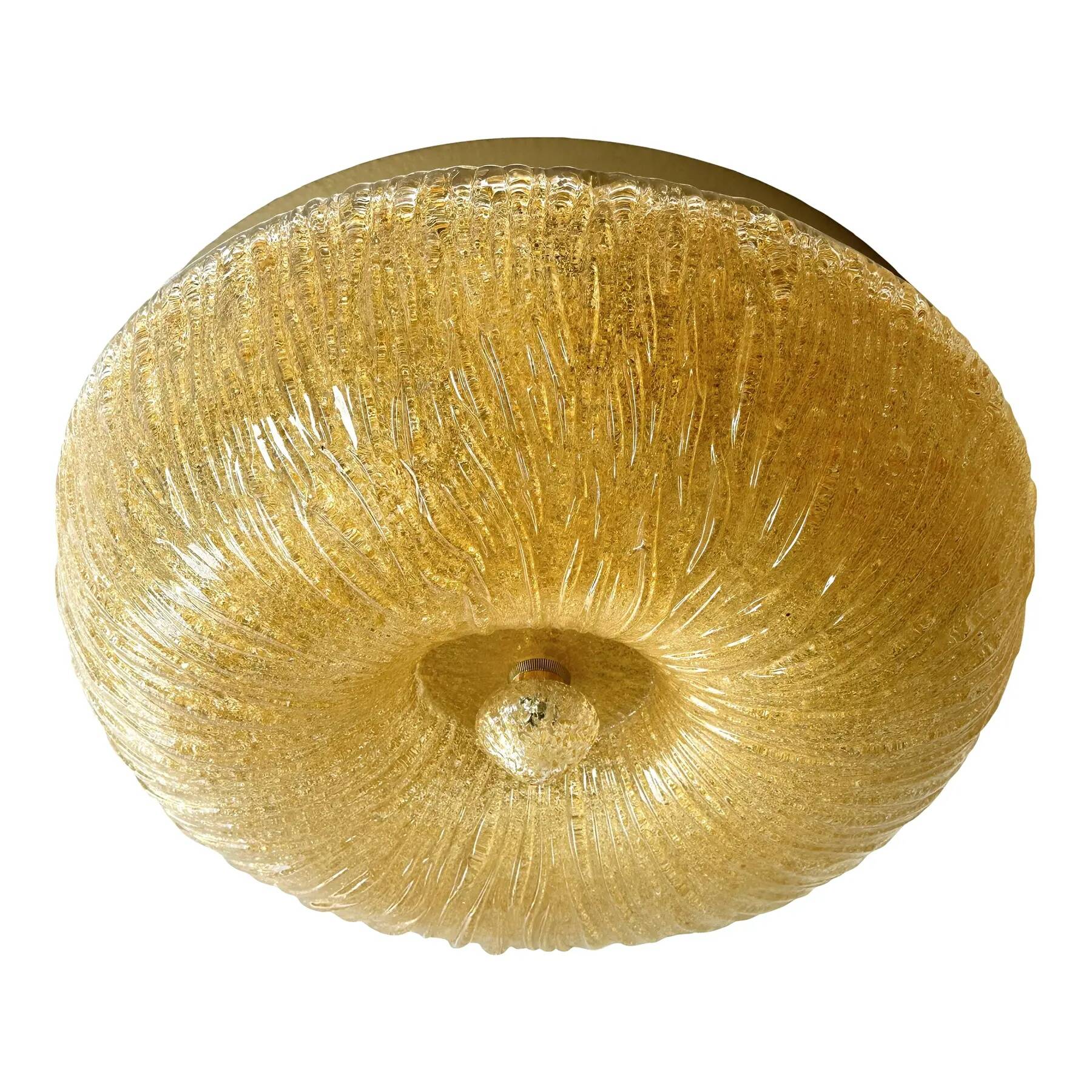 Murano glass ceiling light "Budino" in vintage Venetian amber graniglia